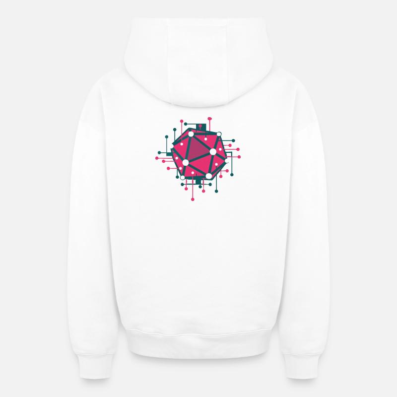 Techno-rosa geometrisches Netzwerk - Oversized Heavyweight Unisex Zip Hoodie - Weiß