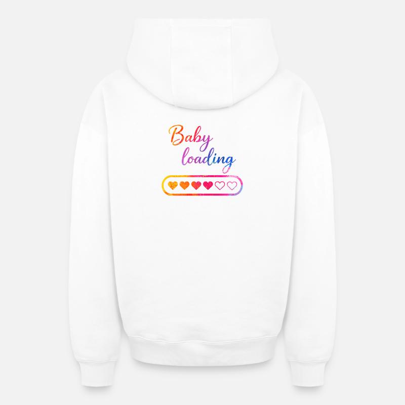 Cœur de chargement de bébé - Sweat à capuche unisexe zippé oversize épais SPREAD - blanc