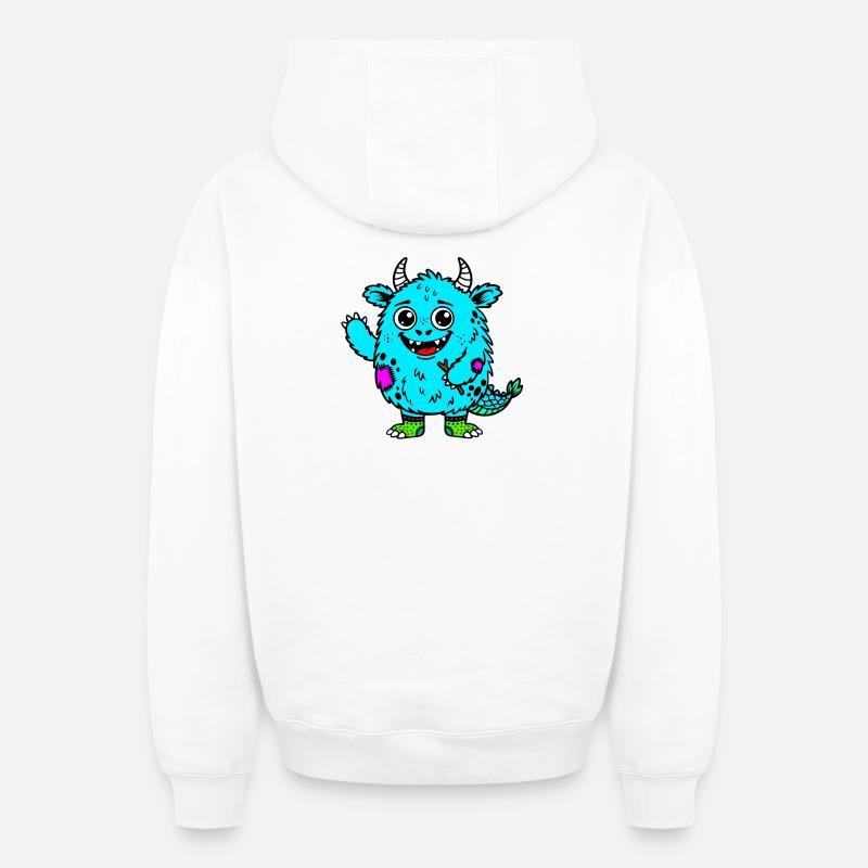 Aquamonster - Sweat à capuche unisexe zippé oversize épais SPREAD - blanc