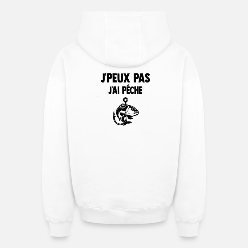 JE_PEUX_PAS_J-AI_Pche - Sweat à capuche unisexe zippé oversize épais SPREAD - blanc