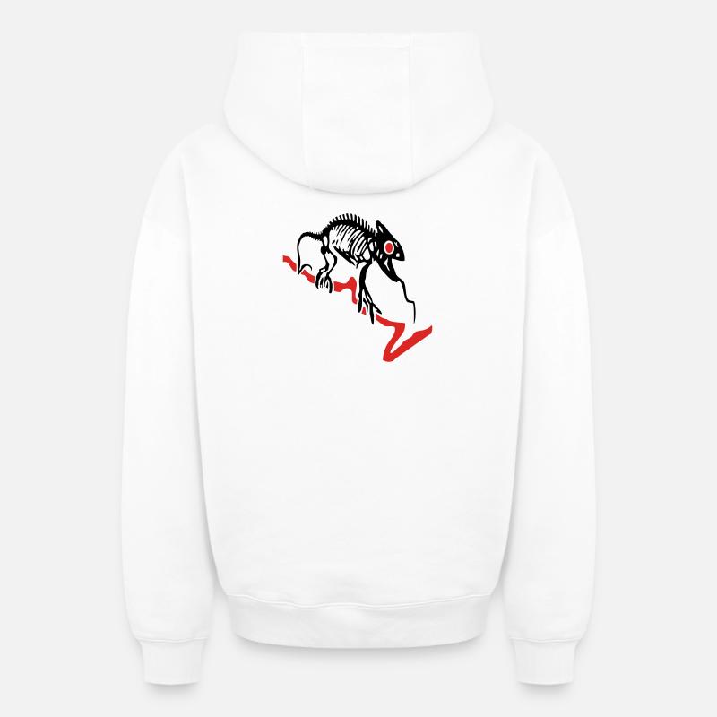 Gecko squelette - Sweat à capuche unisexe zippé oversize épais SPREAD - blanc