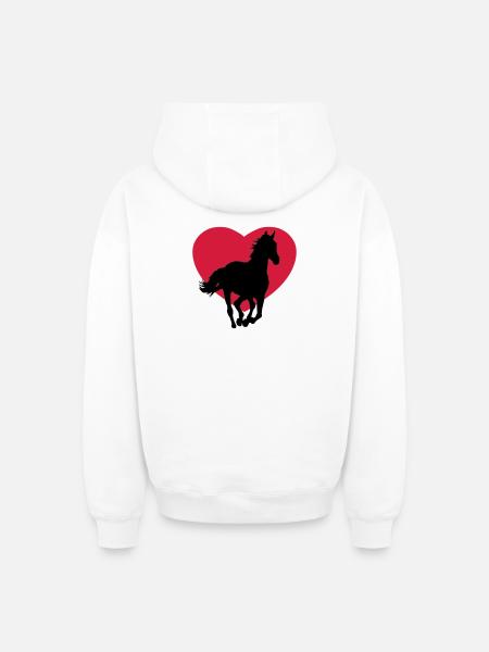 I love horses - Oversized Heavyweight Unisex Zip Hoodie - white