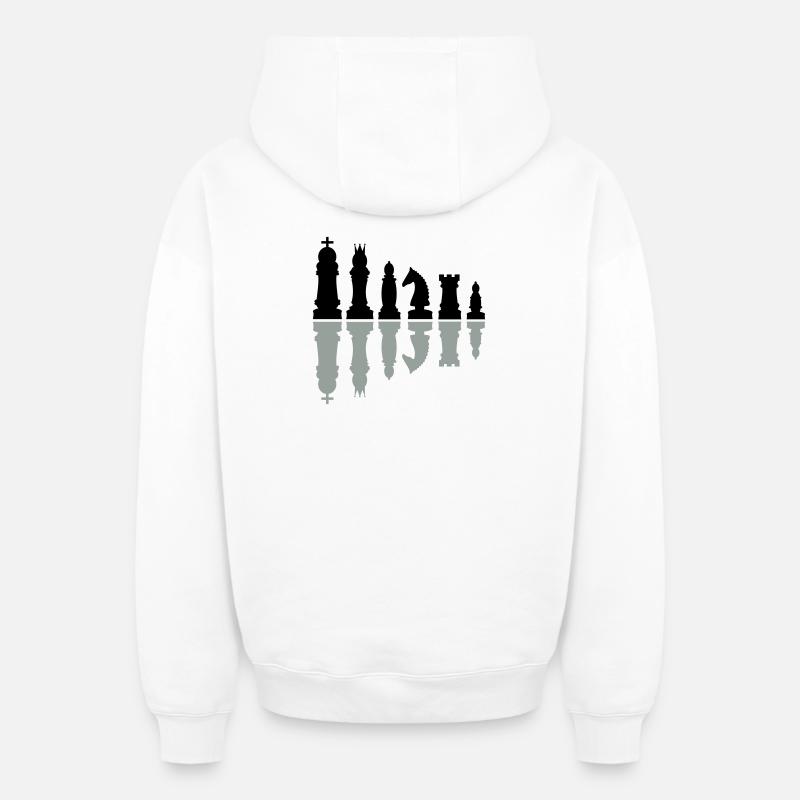 échecs - Sweat à capuche unisexe zippé oversize épais SPREAD - blanc