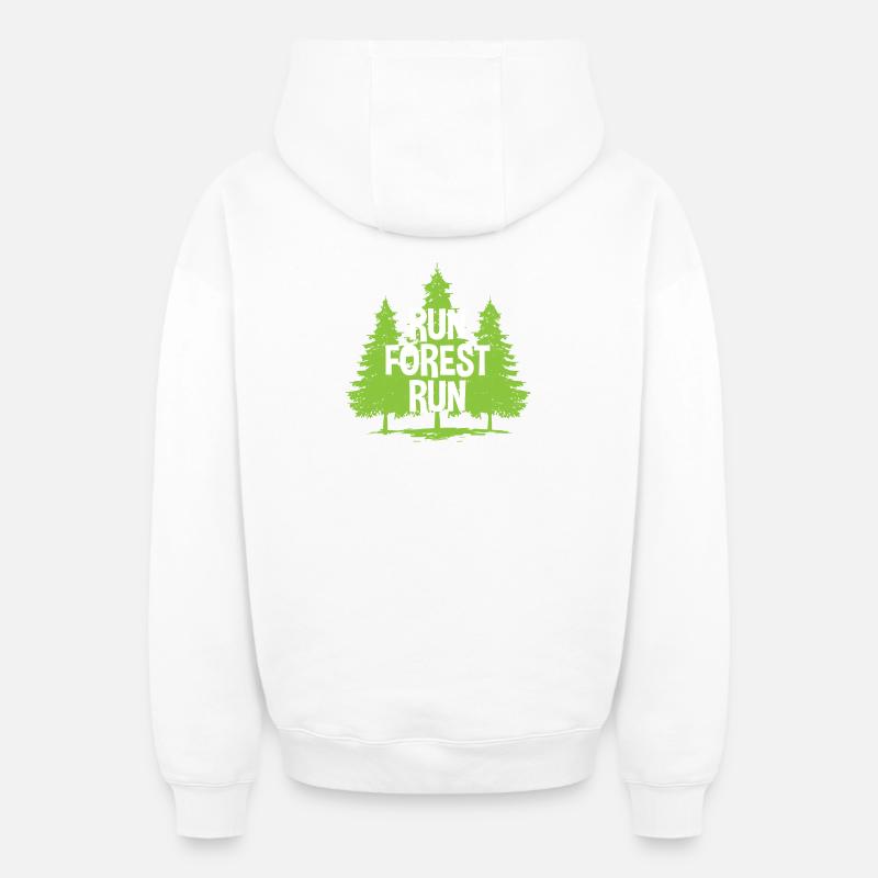 Run Forest Run - Sweat à capuche unisexe zippé oversize épais SPREAD - blanc