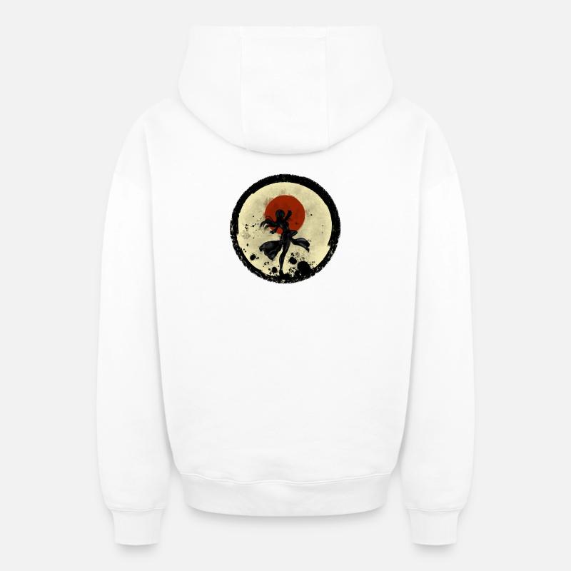 Geisha Action - Sweat à capuche unisexe zippé oversize épais SPREAD - blanc