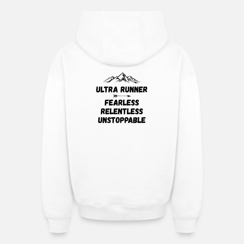 Ultra Runner - Intrépide. Implacable. Imparable. - Sweat à capuche unisexe zippé oversize épais SPREAD - blanc