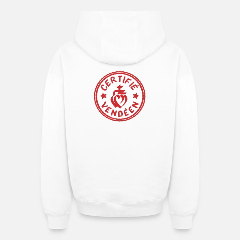 Logo certifié vendéen blanc rouge - Sweat à capuche unisexe zippé oversize épais SPREAD - blanc