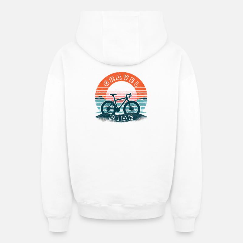 Balade rétro sur gravier - Sweat à capuche unisexe zippé oversize épais SPREAD - blanc