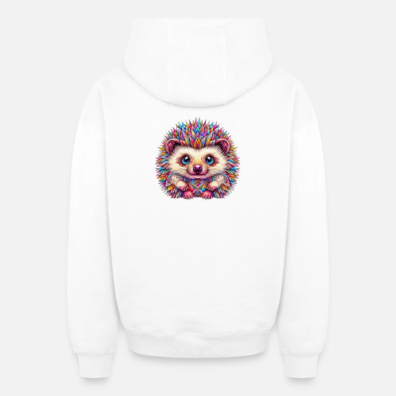 Hérisson - Sweat à capuche unisexe zippé oversize épais SPREAD - blanc
