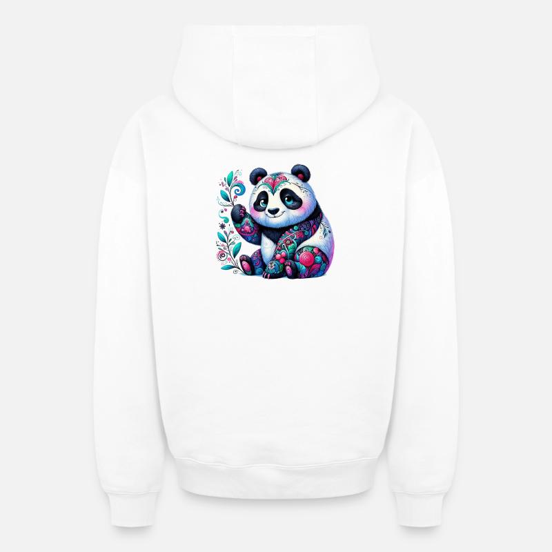 Panda - Sweat à capuche unisexe zippé oversize épais SPREAD - blanc