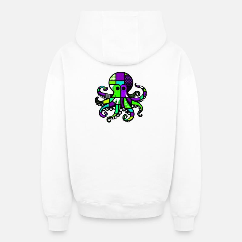 Pieuvre - Sweat à capuche unisexe zippé oversize épais SPREAD - blanc