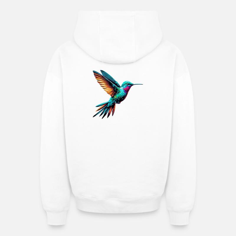 Kolibri - Oversized Heavyweight Unisex Zip Hoodie - Weiß