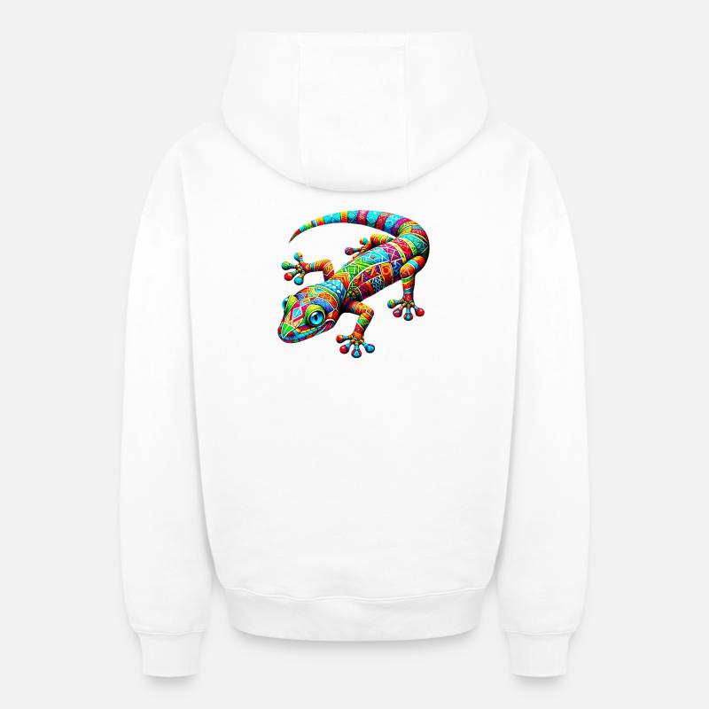 Gecko - Sweat à capuche unisexe zippé oversize épais SPREAD - blanc