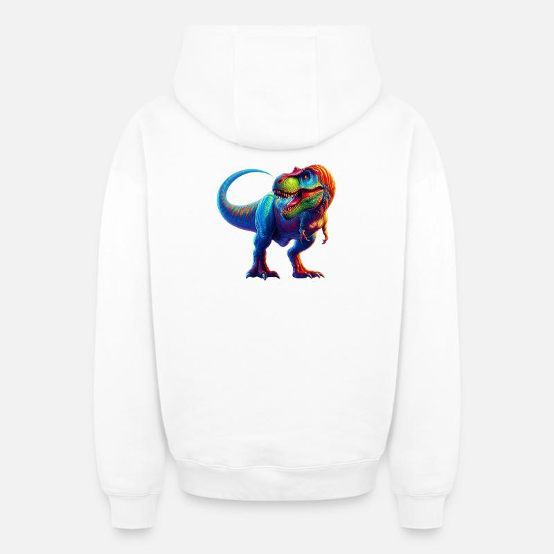 Dinosaure - Sweat à capuche unisexe zippé oversize épais SPREAD - blanc
