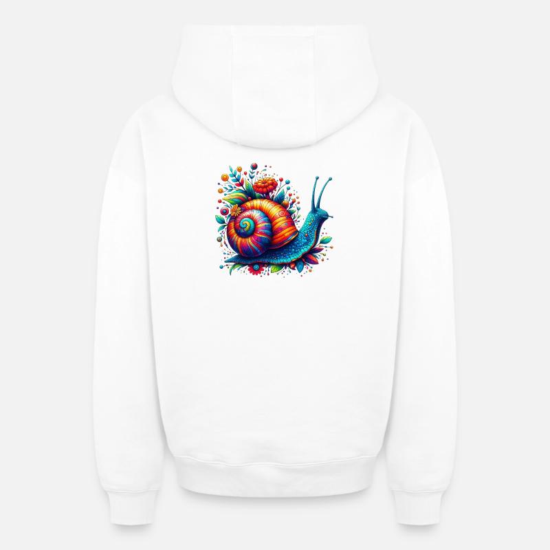 Escargot - Sweat à capuche unisexe zippé oversize épais SPREAD - blanc