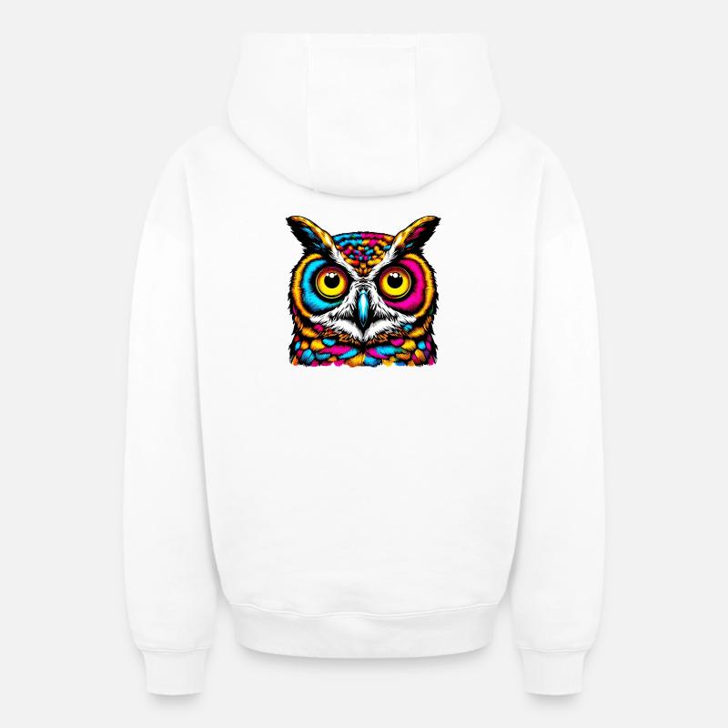 Hibou - Sweat à capuche unisexe zippé oversize épais SPREAD - blanc