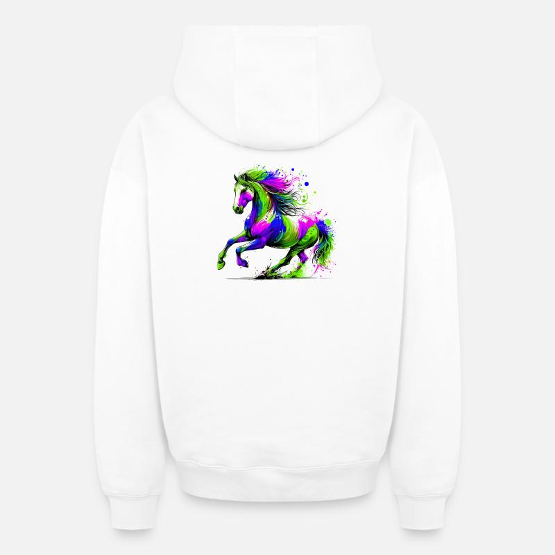 Cheval - Sweat à capuche unisexe zippé oversize épais SPREAD - blanc