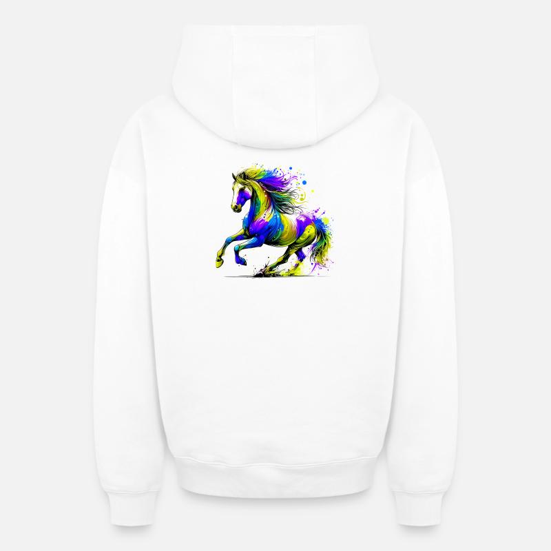 Cheval - Sweat à capuche unisexe zippé oversize épais SPREAD - blanc
