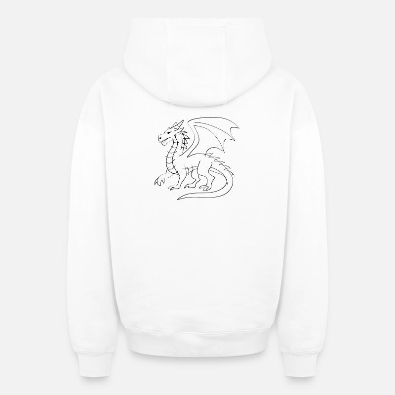 Dragon Illustration - Sweat à capuche unisexe zippé oversize épais SPREAD - blanc