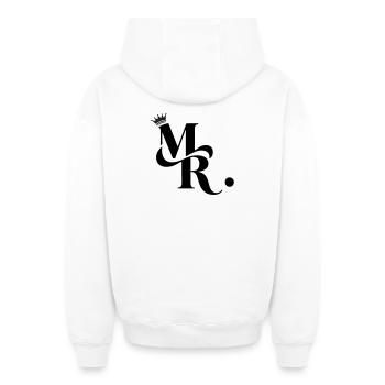 Mr. & Krone, personnalisable - Sweat à capuche unisexe zippé oversize épais SPREAD - blanc - Dos - AI Model Male 178 light (178cm)