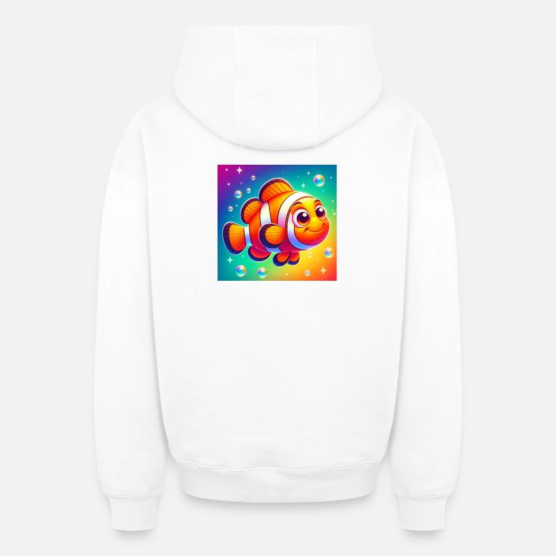 Poisson-clown - Sweat à capuche unisexe zippé oversize épais SPREAD - blanc