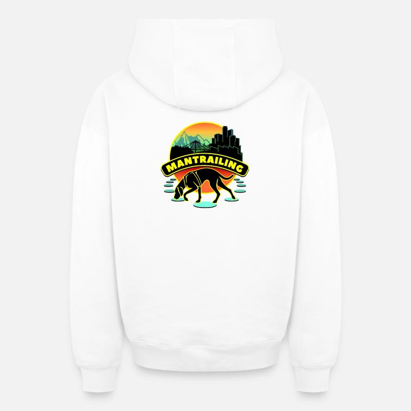 Mantrailing Rétro - Sweat à capuche unisexe zippé oversize épais SPREAD - blanc