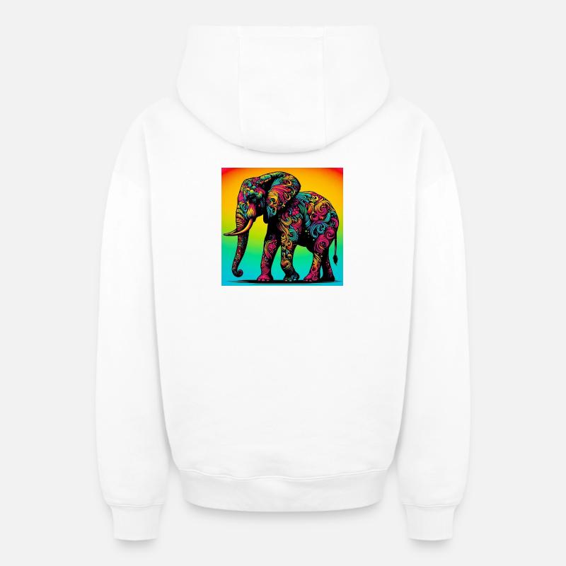 éléphant - Sweat à capuche unisexe zippé oversize épais SPREAD - blanc