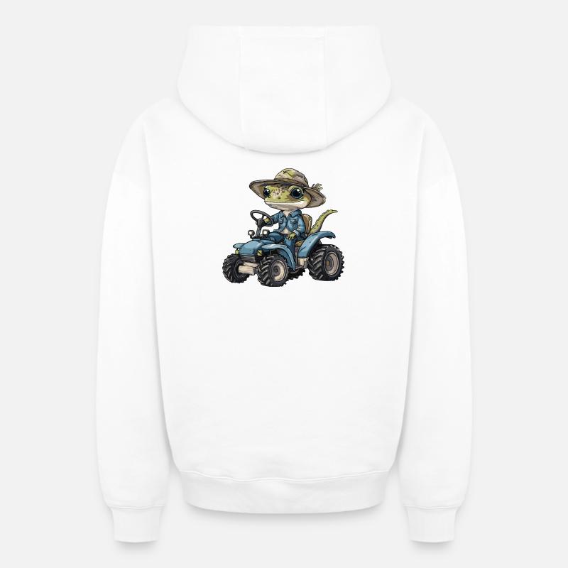 Echse Traktor Farmer - Oversized Heavyweight Unisex Zip Hoodie - Weiß