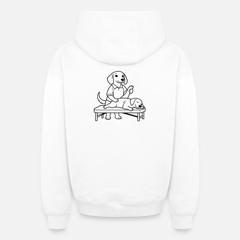 Teckel physiothérapeute - Sweat à capuche unisexe zippé oversize épais SPREAD - blanc