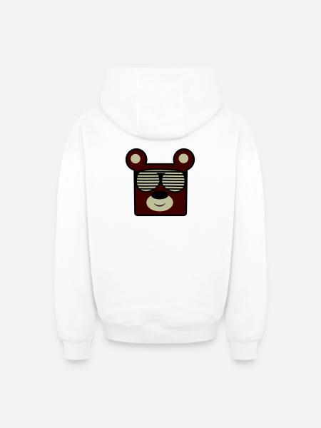 Bear with retro sunglasses - Oversized Heavyweight Unisex Zip Hoodie - white