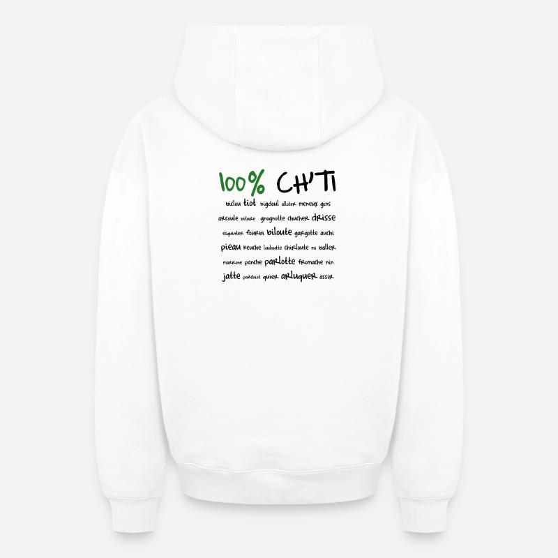 100% Ch'ti - Sweat à capuche unisexe zippé oversize épais SPREAD - blanc