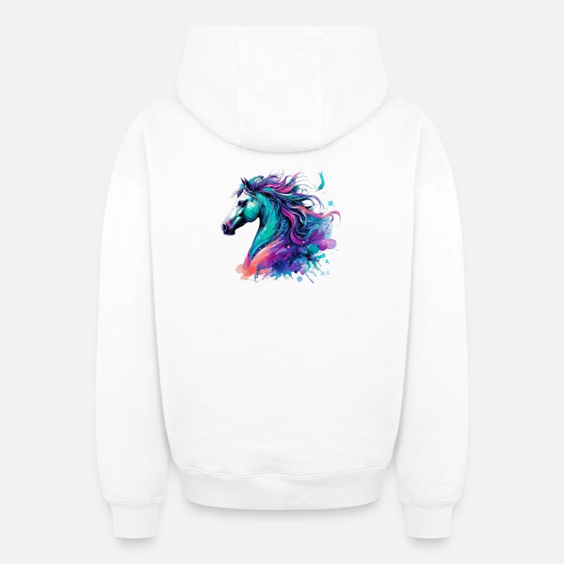 Cheval - Sweat à capuche unisexe zippé oversize épais SPREAD - blanc
