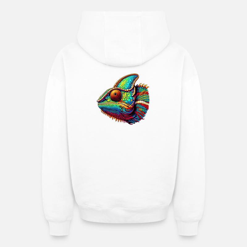Caméléon - Sweat à capuche unisexe zippé oversize épais SPREAD - blanc