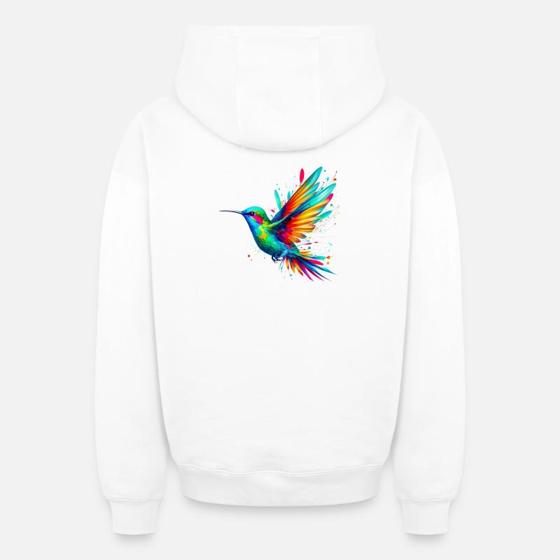 Colibri - Sweat à capuche unisexe zippé oversize épais SPREAD - blanc