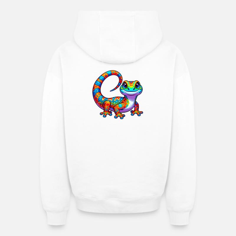Gecko - Sweat à capuche unisexe zippé oversize épais SPREAD - blanc