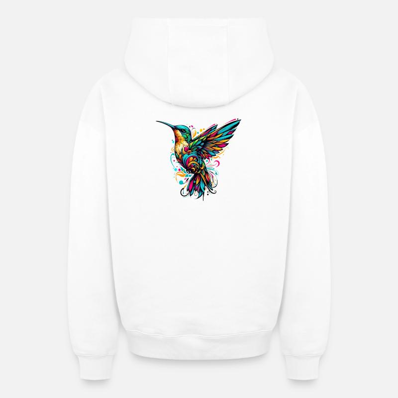 Colibri - Sweat à capuche unisexe zippé oversize épais SPREAD - blanc