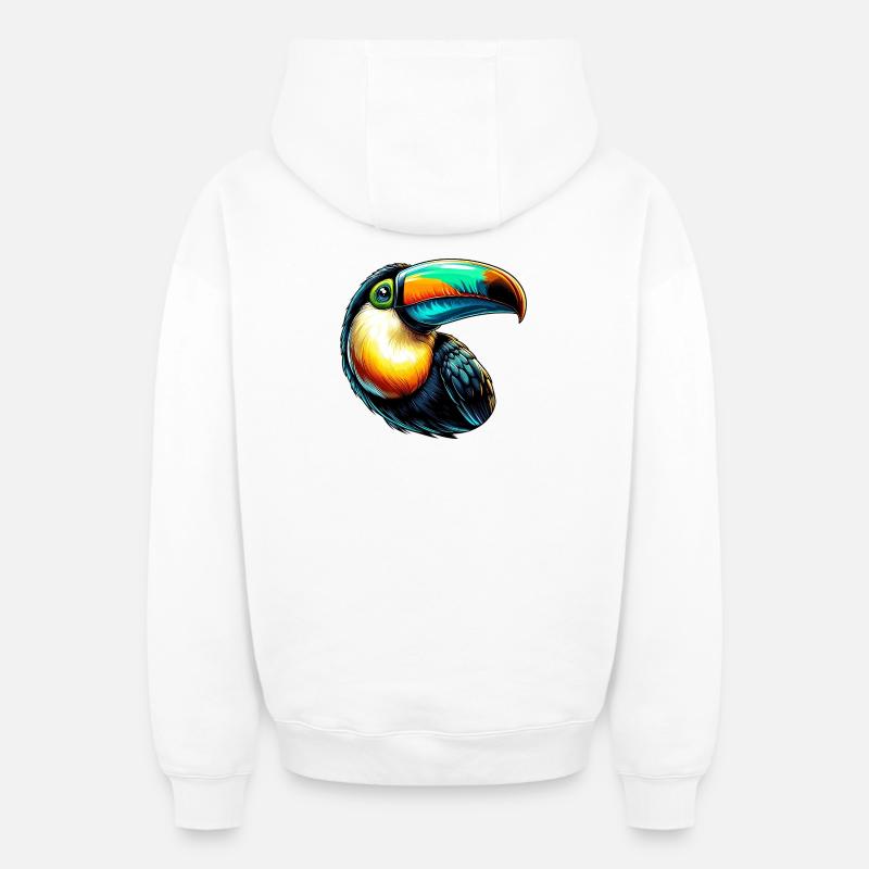 Toucan - Sweat à capuche unisexe zippé oversize épais SPREAD - blanc