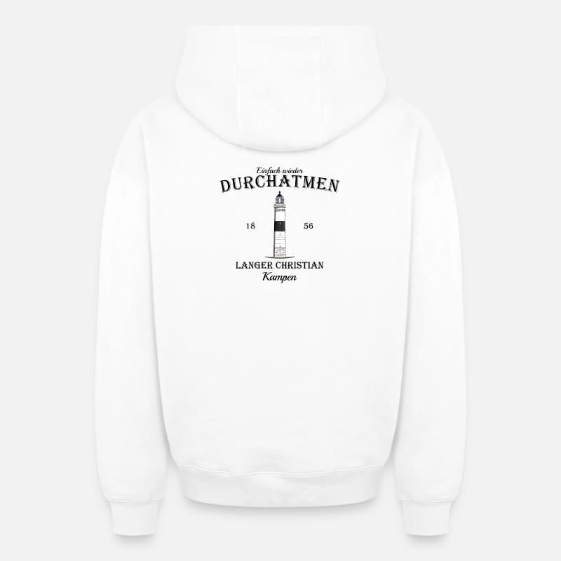 Sylt, Kampen, phare langer Christian - Sweat à capuche unisexe zippé oversize épais SPREAD - blanc