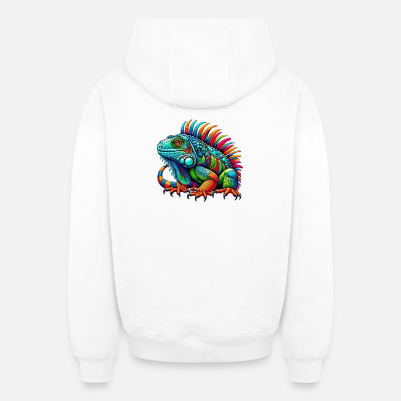 Iguane - Sweat à capuche unisexe zippé oversize épais SPREAD - blanc