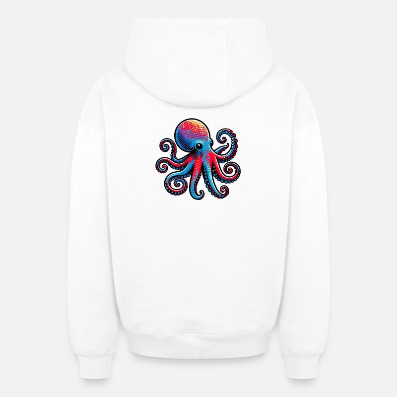 Pieuvre - Sweat à capuche unisexe zippé oversize épais SPREAD - blanc