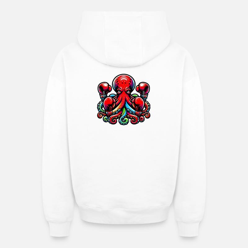 Pieuvre - Sweat à capuche unisexe zippé oversize épais SPREAD - blanc