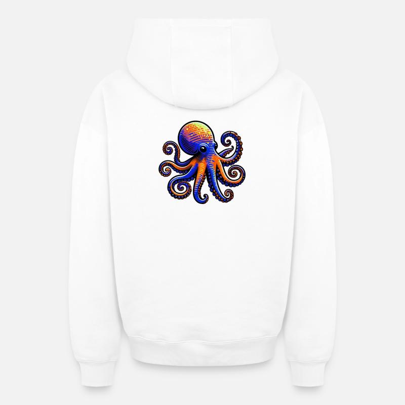 Pieuvre - Sweat à capuche unisexe zippé oversize épais SPREAD - blanc