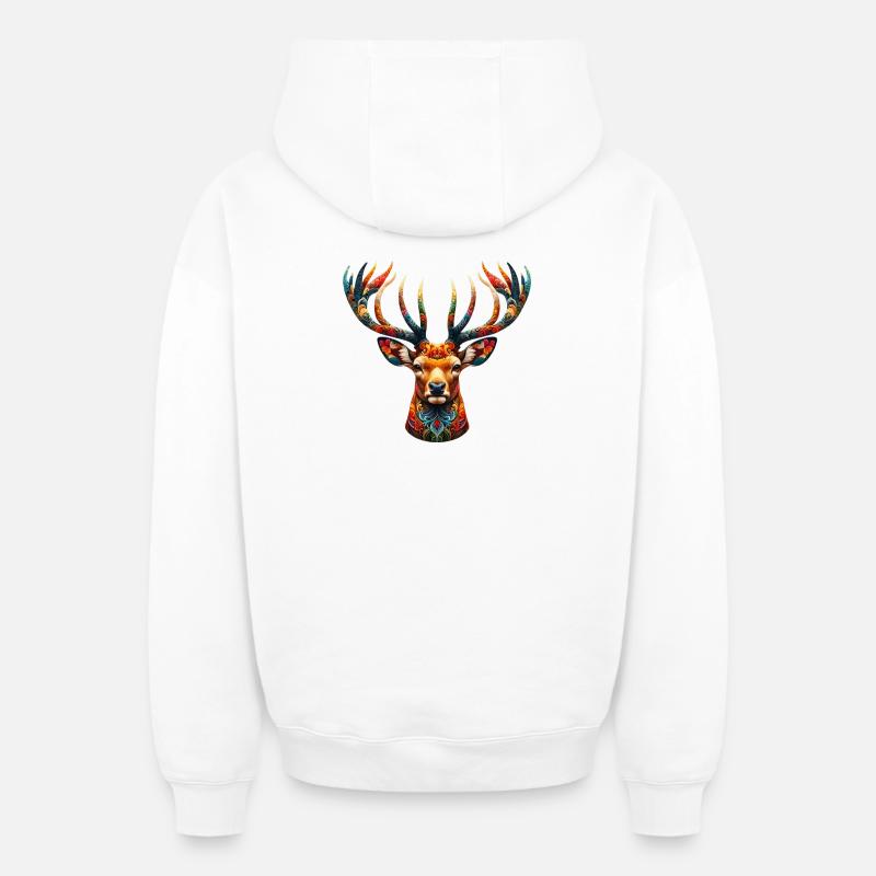 Cerf - Sweat à capuche unisexe zippé oversize épais SPREAD - blanc