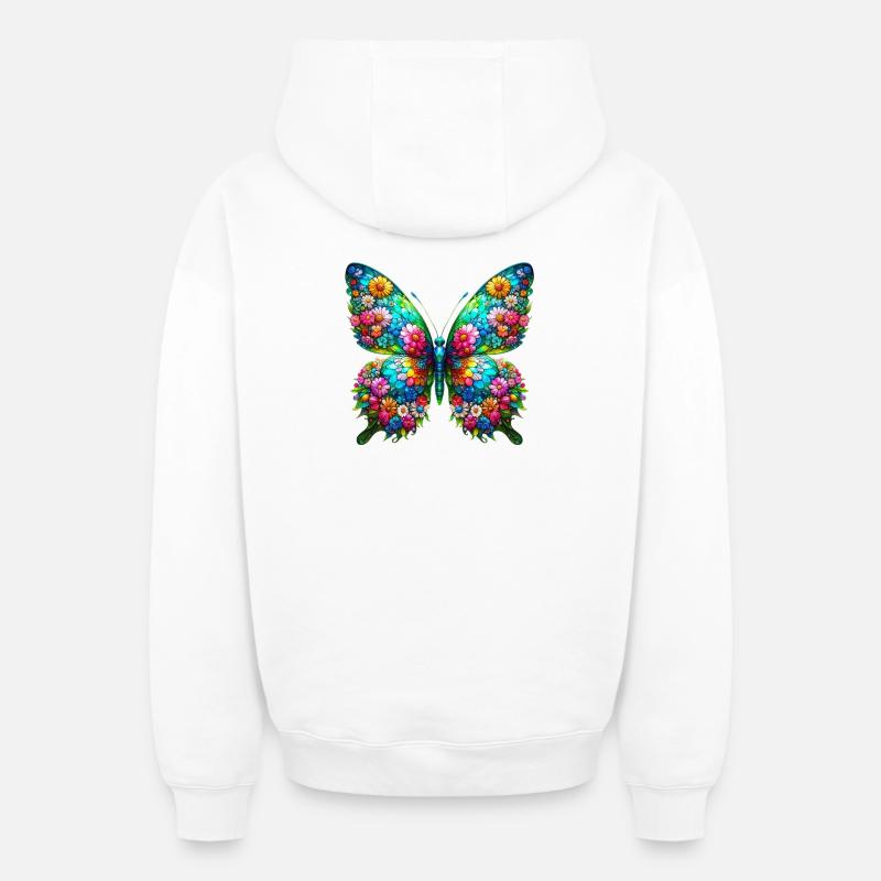 Papillon - Sweat à capuche unisexe zippé oversize épais SPREAD - blanc