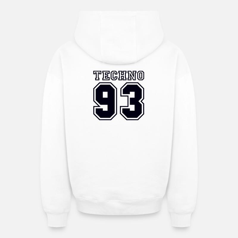 TECHNO 93 - Sweat à capuche unisexe zippé oversize épais SPREAD - blanc