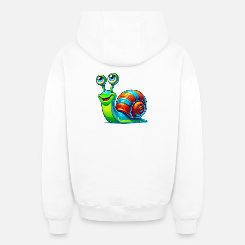 Escargot - Sweat à capuche unisexe zippé oversize épais SPREAD - blanc