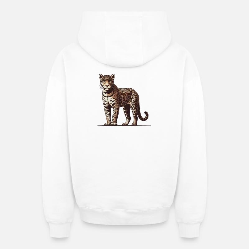 Jaguar - Sweat à capuche unisexe zippé oversize épais SPREAD - blanc