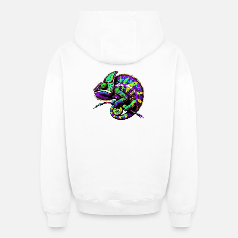 Caméléon - Sweat à capuche unisexe zippé oversize épais SPREAD - blanc