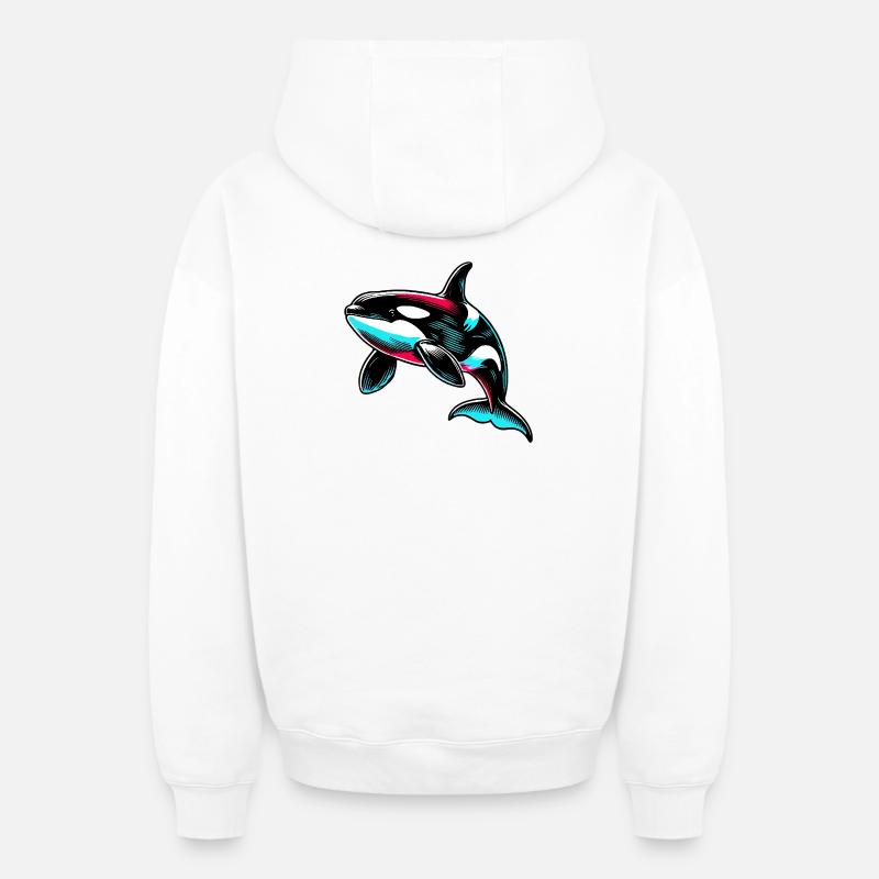 Orque - Sweat à capuche unisexe zippé oversize épais SPREAD - blanc