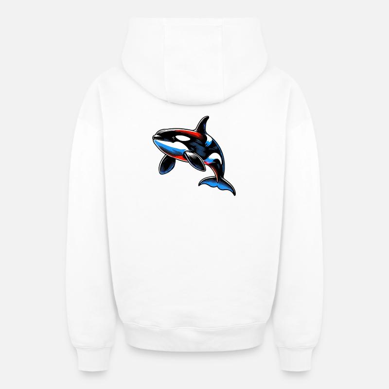 Orque - Sweat à capuche unisexe zippé oversize épais SPREAD - blanc